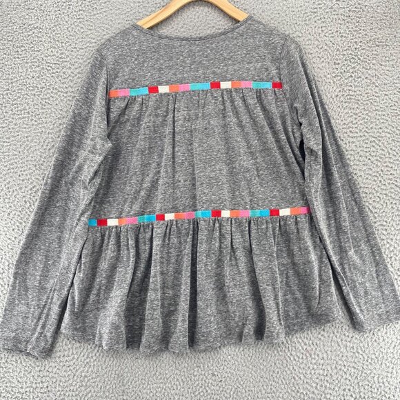 Savanna Jane Top Womens Medium Sweet Aspirations Gray Long Sleeve Embroidery NWT - Picture 2 of 9
